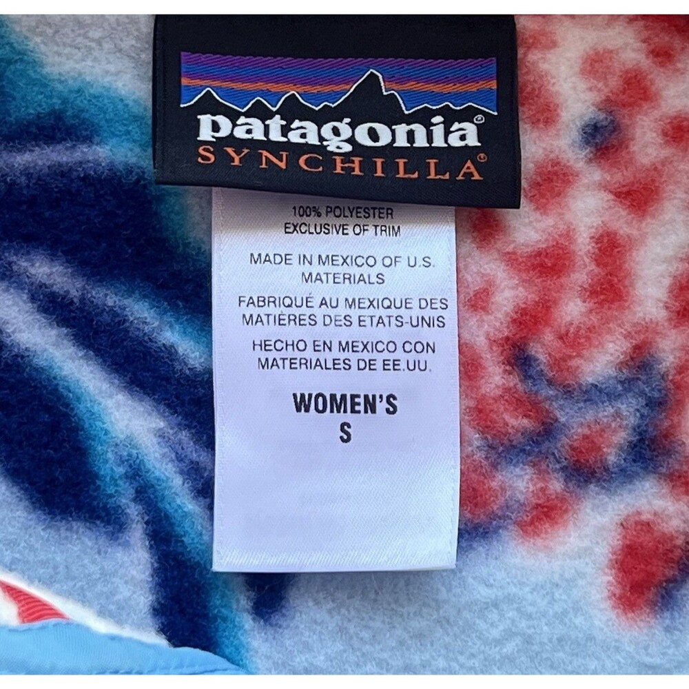 Patagonia Women  Synchilla Snap-T Pullover Hawaiian Floral Manoa Dusk Blue Small - Picture 4 of 6